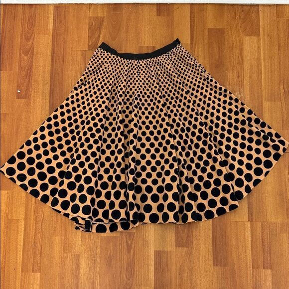 Free People Dresses & Skirts - Vintage free people Y2K Polka Dot A-Line stretch Skirt - Black and Tan 6